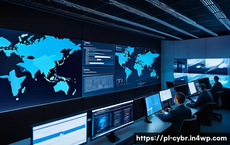 사이버 보안 자동화 도구의 미래 예측 - A modern Polish IT security operations center at night, showing diverse cybersecurity professionals ...