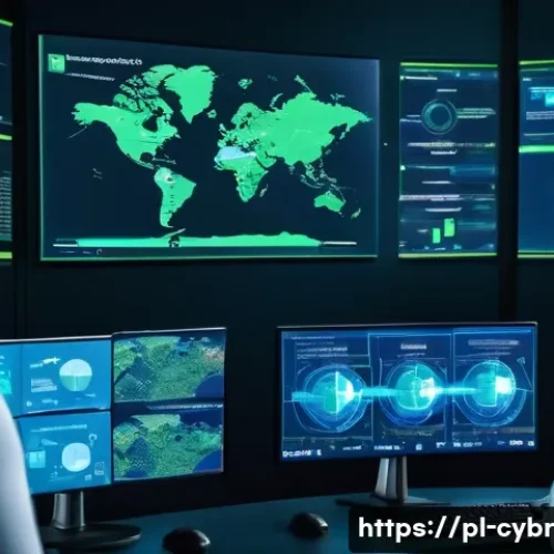 Home 32 사이버 보안 자동화 도구의 테스트 방법 - A high-tech cybersecurity operations center with diverse IT professionals collaborating on multiple ...