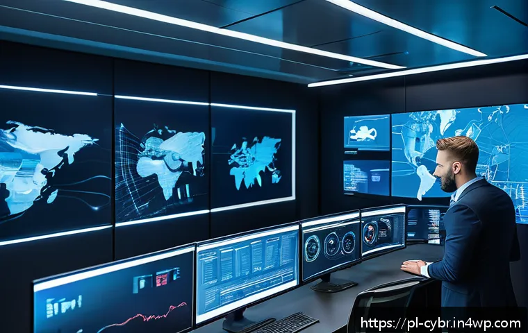 사이버 보안 자동화 도구의 유지보수 방법 - A modern cybersecurity operations center with a diverse team of professionals actively monitoring mu...